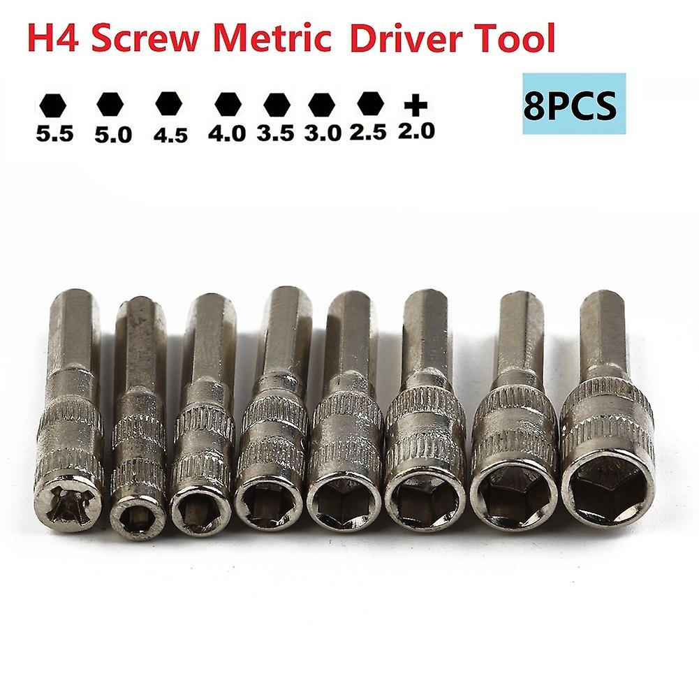 8 Pcs Hex Socket H4 Screw Metric Driver Tool Drill Bit Ph2.0/m2.5-5.5mm Hex Shank Socket 6 Point Hex Socket For Hand Tool