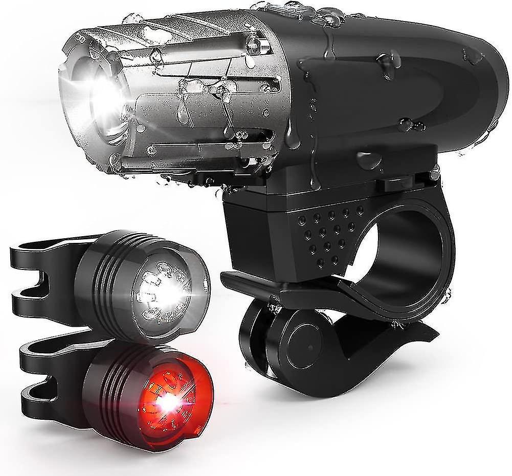 Bike Light Set, Usb Rechargeable Bicycle Headlight Tail Light, Bike Front Lights Back Rear Lights Safety Flashlight