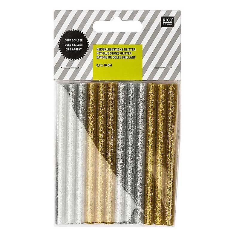 Glitter glue sticks - gold and silver - 0,7 x 10 cm
