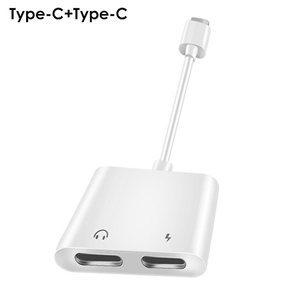 Dual Type-C Digital Audio Headset Earphone Fast Charging Adapter Cable Converter