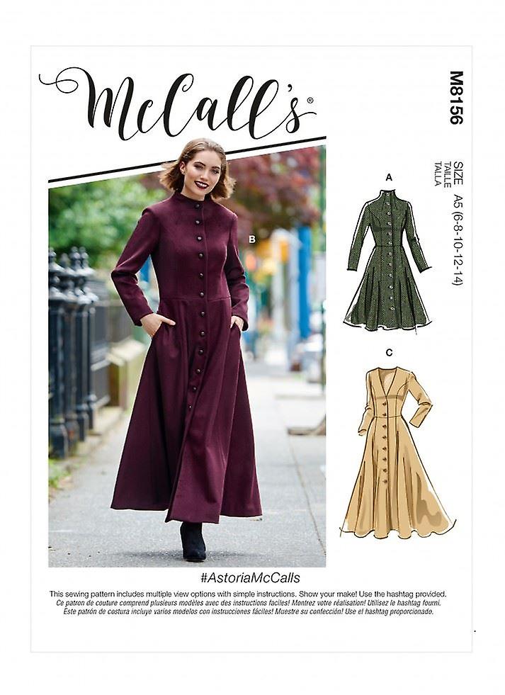 McCalls 缝纫图案 8156 女士 A5 (6-8-10-12-14)