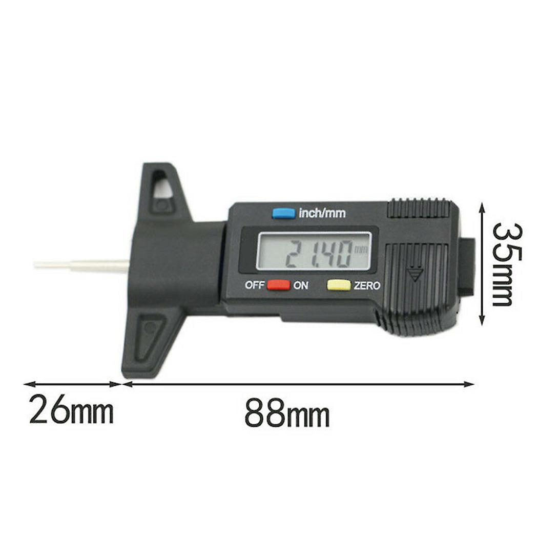 Digital LCD Display Depth Gauge Tyre Tire Tread Brake Pad Shoe Wear 0-25.4mm