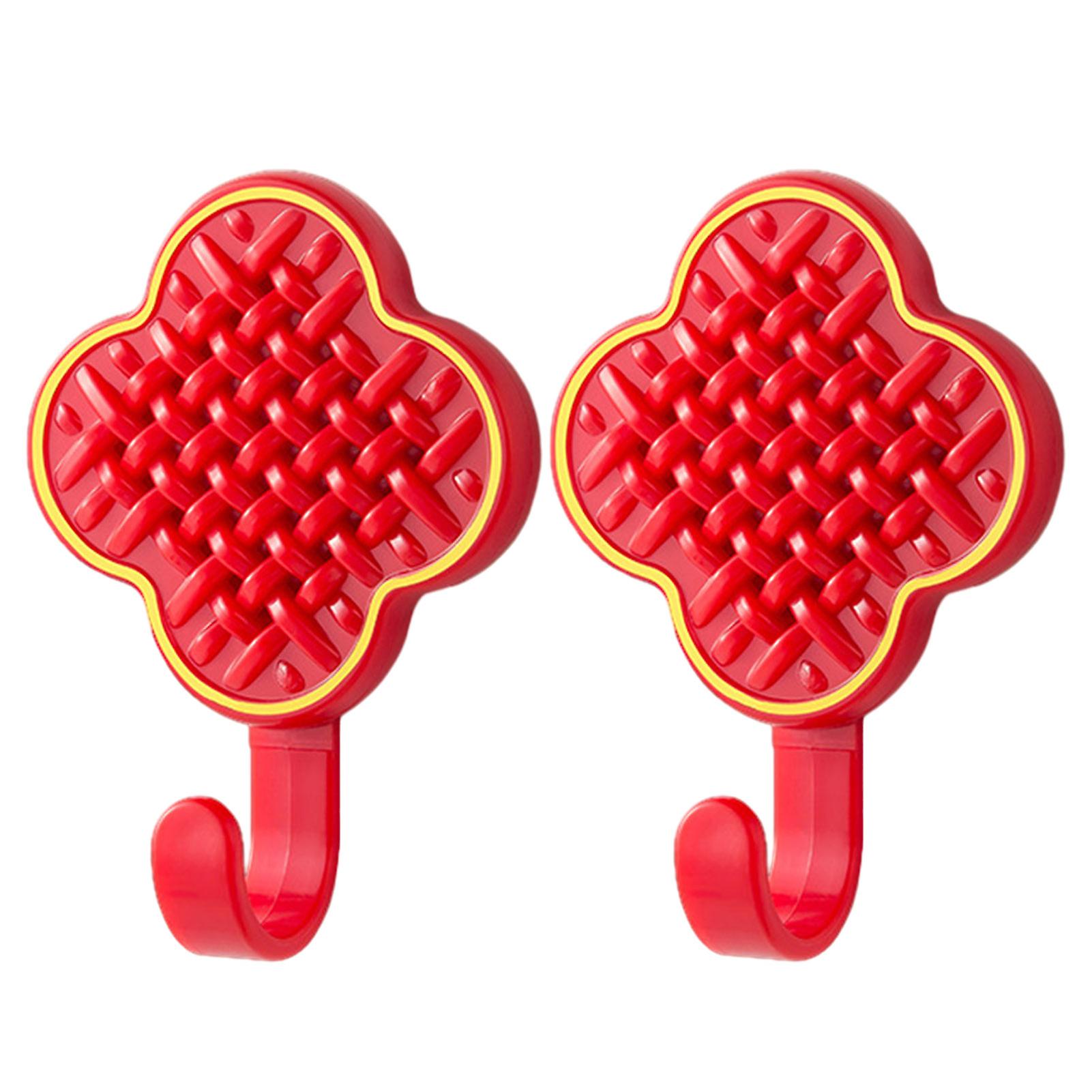 2pcs Wall Storage Hooks Strong Load-bearing Punch Free Self-adhesive Easy To Install Chinese Style Knot Hooks Wall Decor