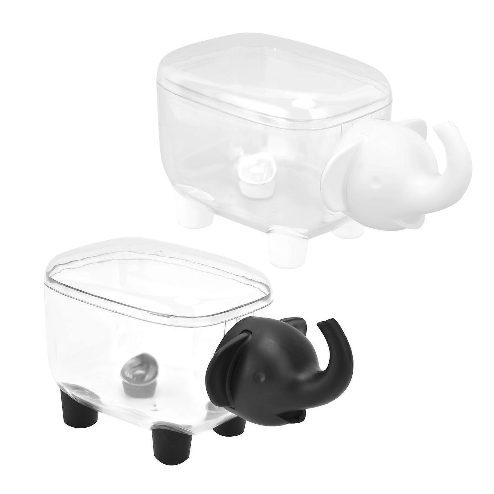 2 Pcs Mini Storage Container Transparent Dustproof Removable Calf Elephant Desktop Container
