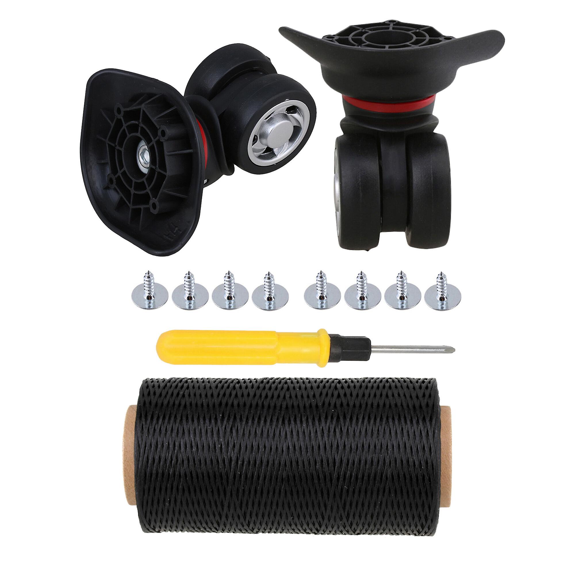 2 Pcs Plastic Spinner Wheel for Suitcase W055 Black 3.58Inch w/ Thread Cord