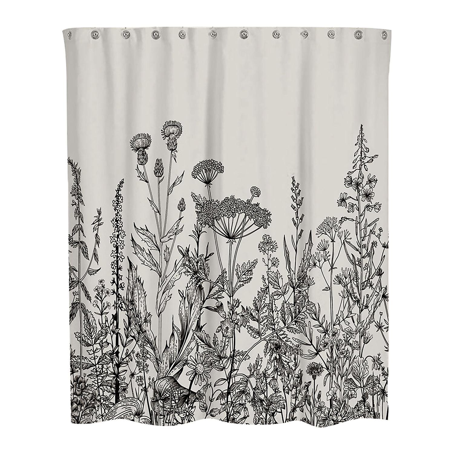 Roadoor 1 Set Window Treatment Fine Workmanship Waterproof Polyester Flower Printed Shower Curtain H