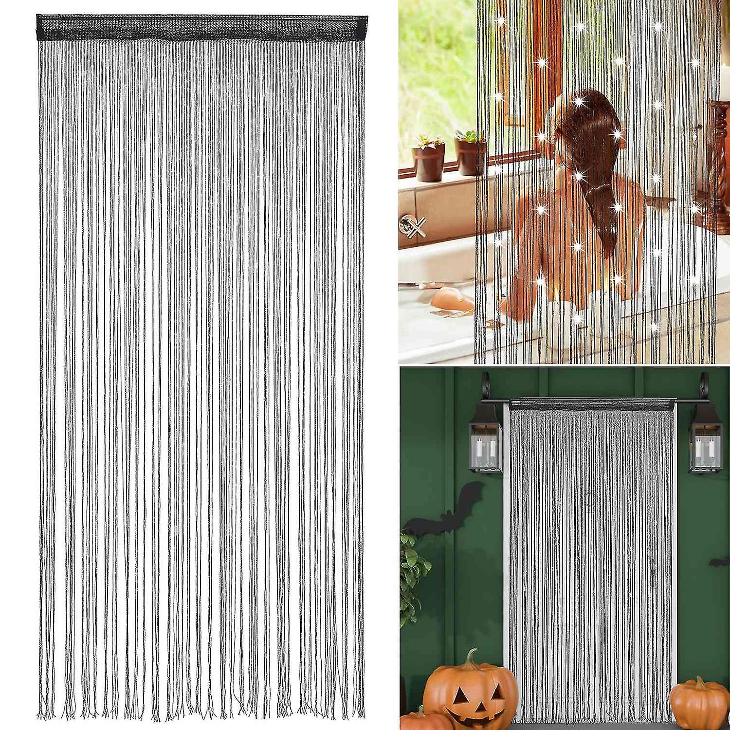 1m*2m String Door Peacock Feather Crystal Bead Curtain Drop Fly Screen Room Divider