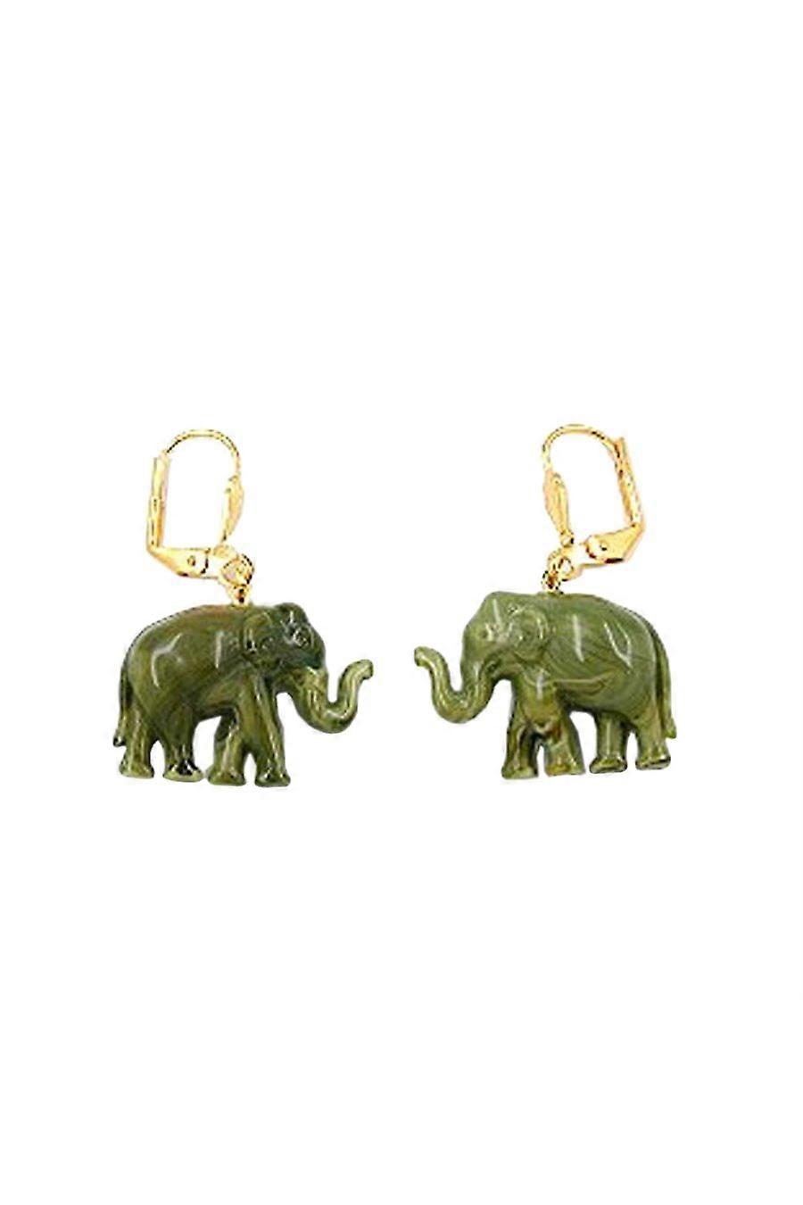 Leverback Earrings Mini Elephant Olive - Gl00489