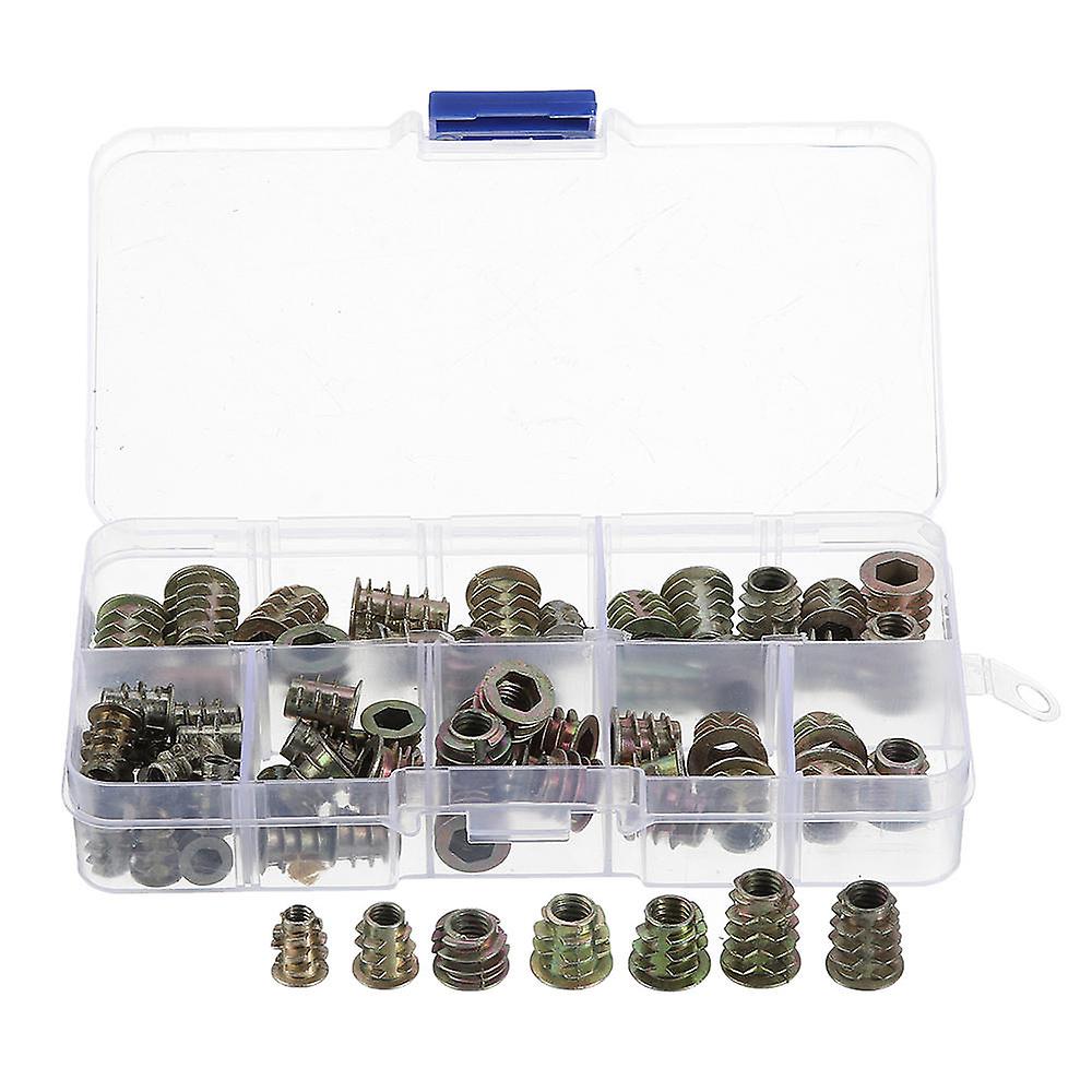 70Pcs M4/m5/m6 Zinc Alloy Wood Furniture Hex Socket Drive Head Threaded Insert Nut Internal And External Nut 8-15mm