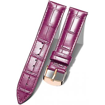 Genuine Leather Replacement Watch Band Multicolor Waterproof for Men Women, GR-Amaranth (16mm)
