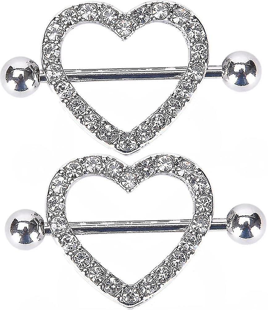 ハートニップルリング316lステンレススチールニップルピアスバーベル14g2層Qxuan