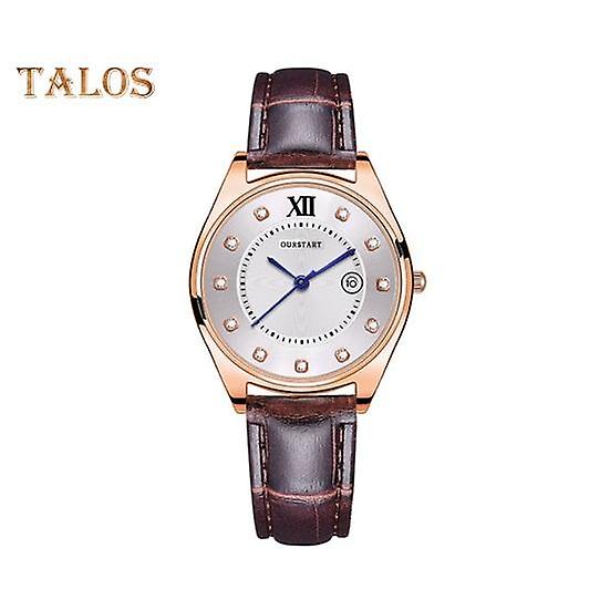 Student Quartz Watch Round Dial Rhinestone Decor Adjustable Faux Leather Strap Calendar Candy Color No Delay Time-checking High Accuracy Lady Daily