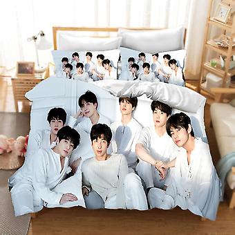 BTS♡ブランケット Single Bts Blanket Set DDONVG BTS Bed Linen 135 X 200 Cm Cartoon