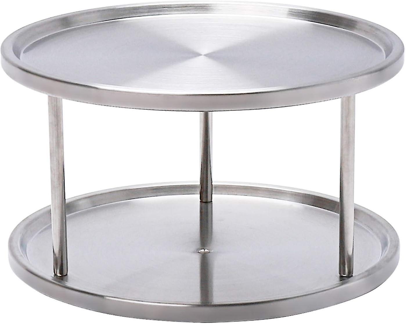 Stainless Steel Spice Rack, Lazy Susan Turntable, 2-Tier 360-degree Rotating Lazy Susan Cupboard Organizer, 10in
