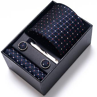 Box Custom Mariage Ties Hankie Cufflinks Sets Necktie Paisley Cravats Striped Tie for Men Party Wedding Accessories
