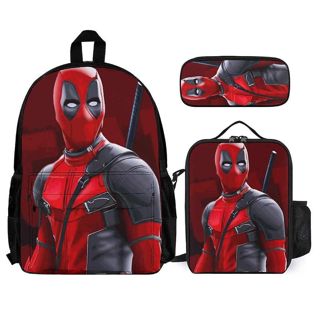 ديدبول 3 قطع حقائب الظهر مجموعات مع حقيبة الغداء ومقلمة
