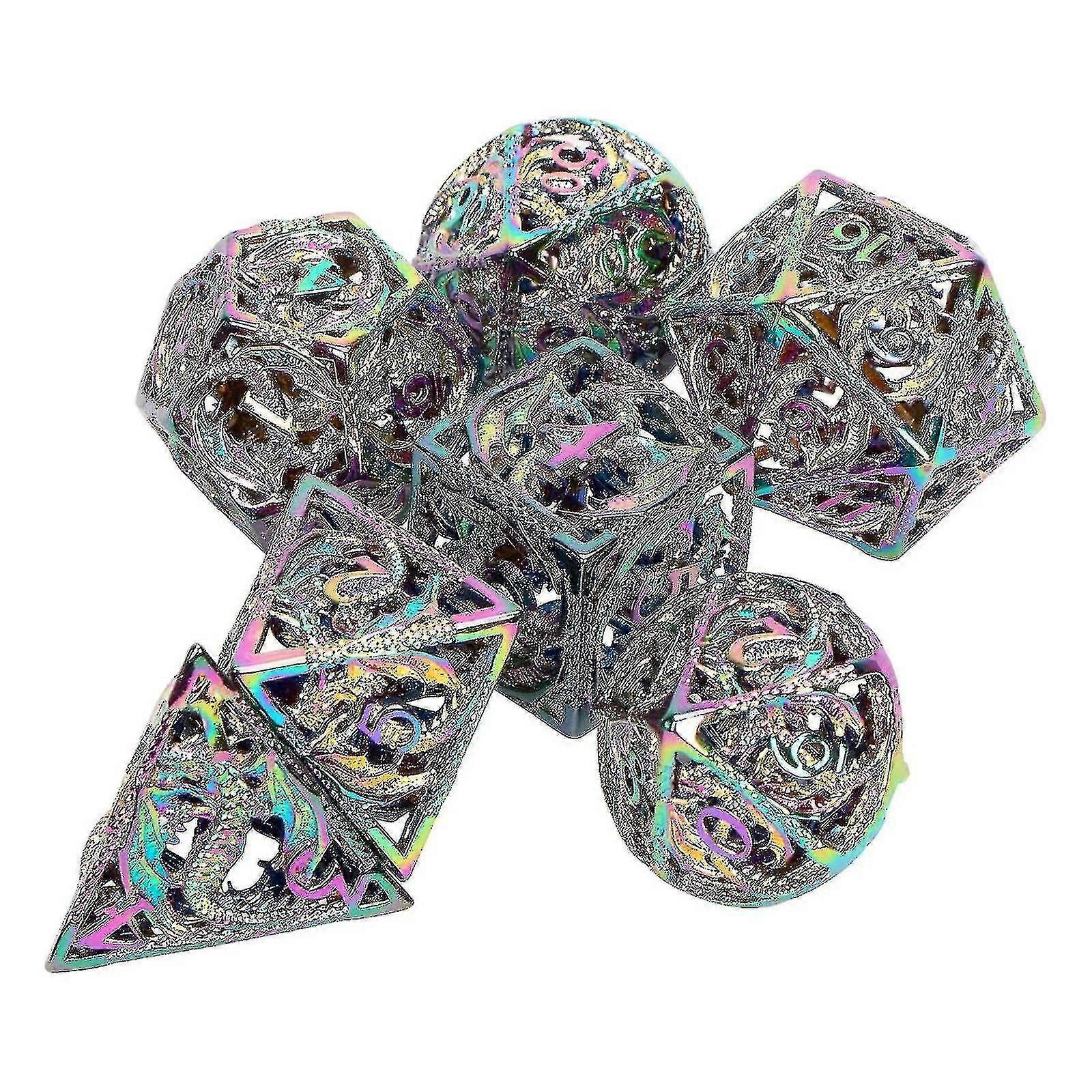 Compatible With Dice Set Metal Dnd Dice Set Hollow Metal Polyhedron Dice Set -gt