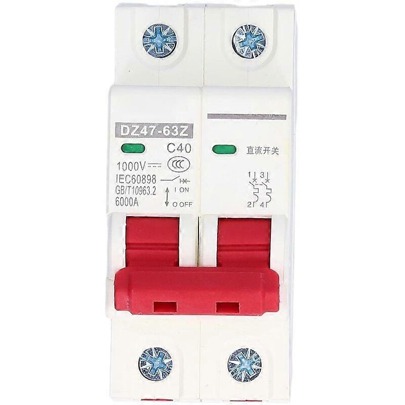 Miniature DC Circuit Breaker 2P 1000V 40A Solar PV System DC Disconnector Isolator DIN Rail Mount Circuit Breaker DZ47-63Z C40 DC Circuit Breaker