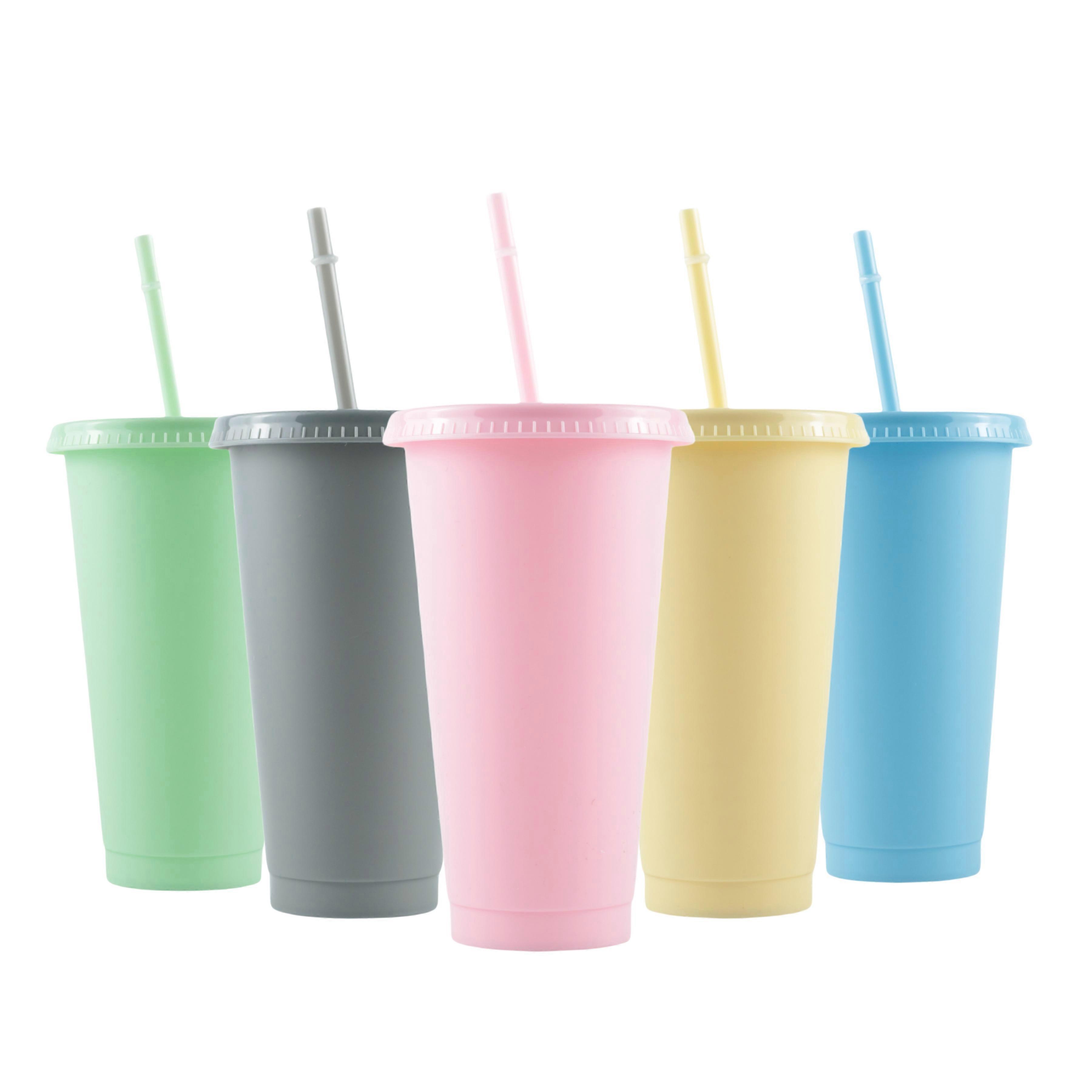 5-delt 710ml / 24oz gjenbrukbart drikkevannskopp sett, bærbar lekkasjesikker vannflaske med sugerør og lokk - ideell for iskaffe, smoothies og kald due