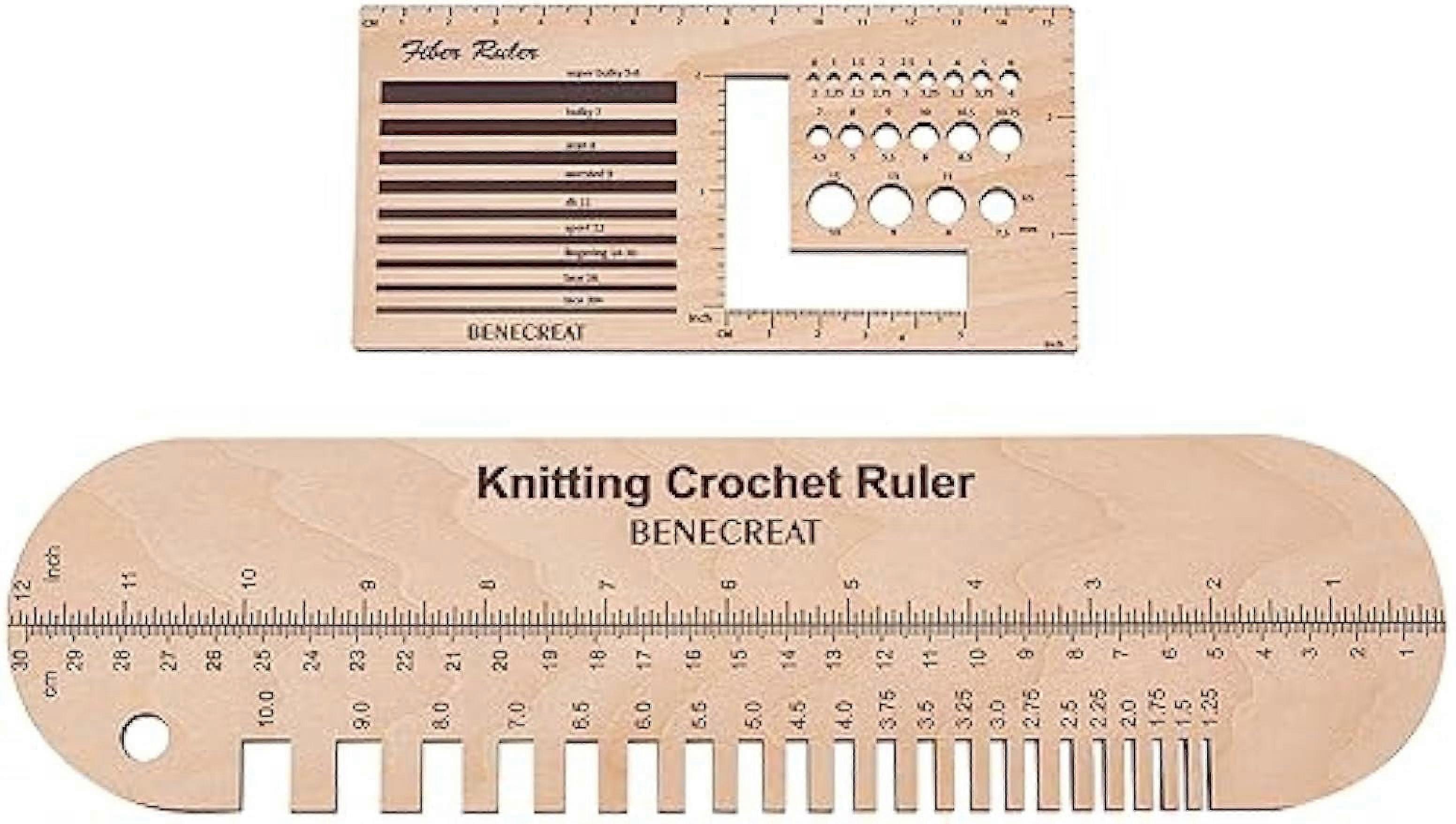 2Pcs Wooden Sock Knitting Needle Gauge Oval Rectangle Yarn Wrap Guide Board Spinning Control Card Tool for Spinners Yarn Measuring