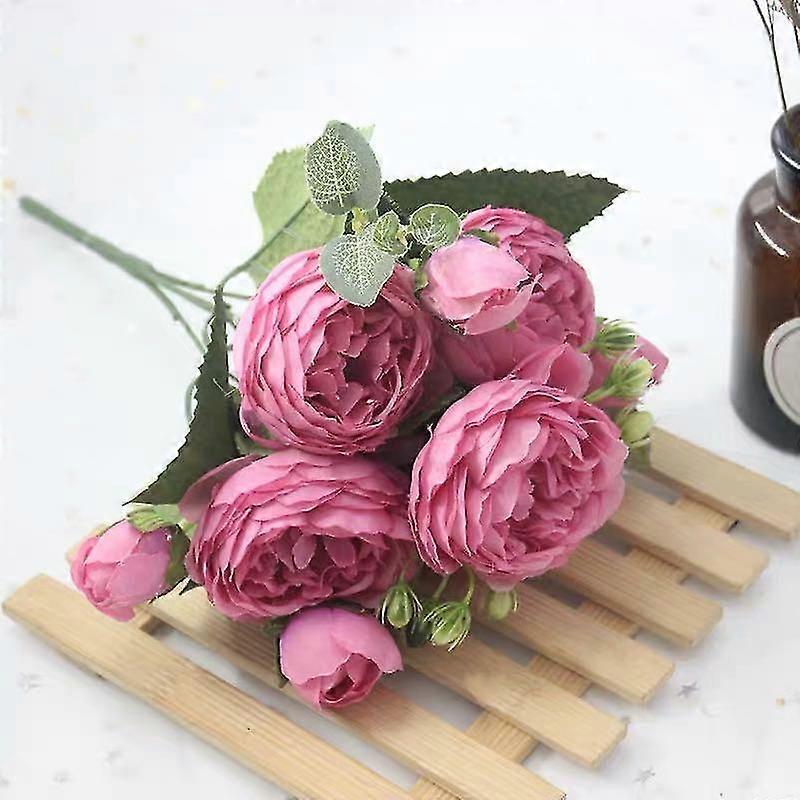 Jianghuo 1 Bouquet 9 teste Peonia artificiale Tea Rose Fiori Camelia Seta Fiore finto Flores per fai da te Home Garden Wedding Decoration