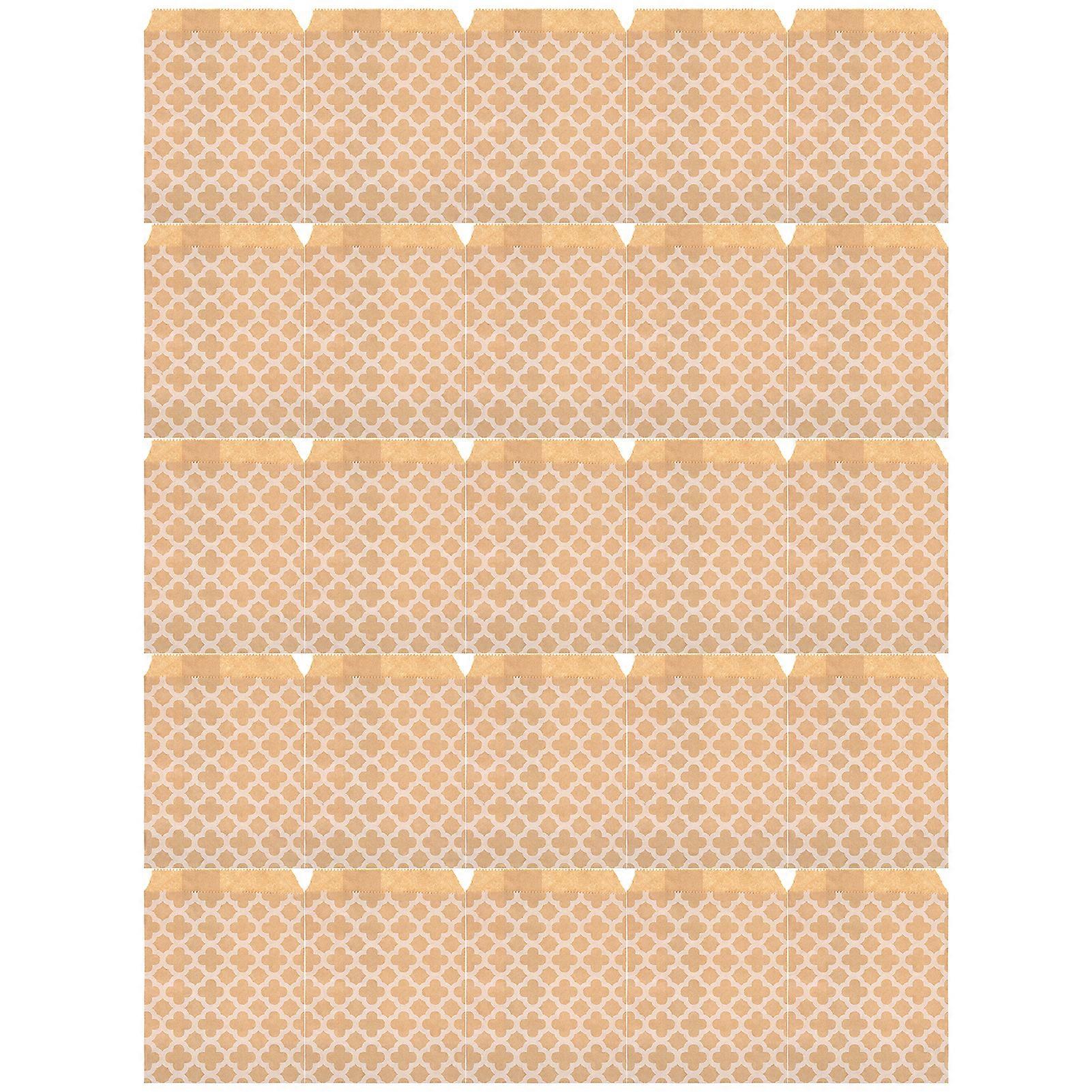 25Pcs τσάντα τροφίμων πτυσσόμενη συσκευασία τσαντών εγγράφου Kraft για καραμέλα καρύδια μπισκότα σνακCrossed λουλούδι