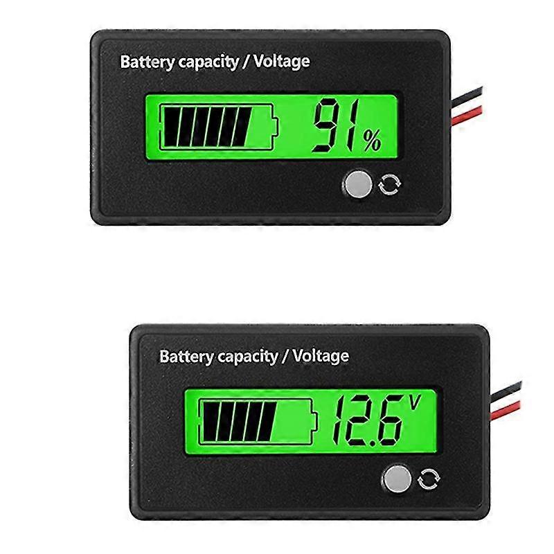2 Pcs DC 12V 24V 36V 48V 72V Battery MeterBattery Capacity Voltage Indicator Lead-Acid and Lithium