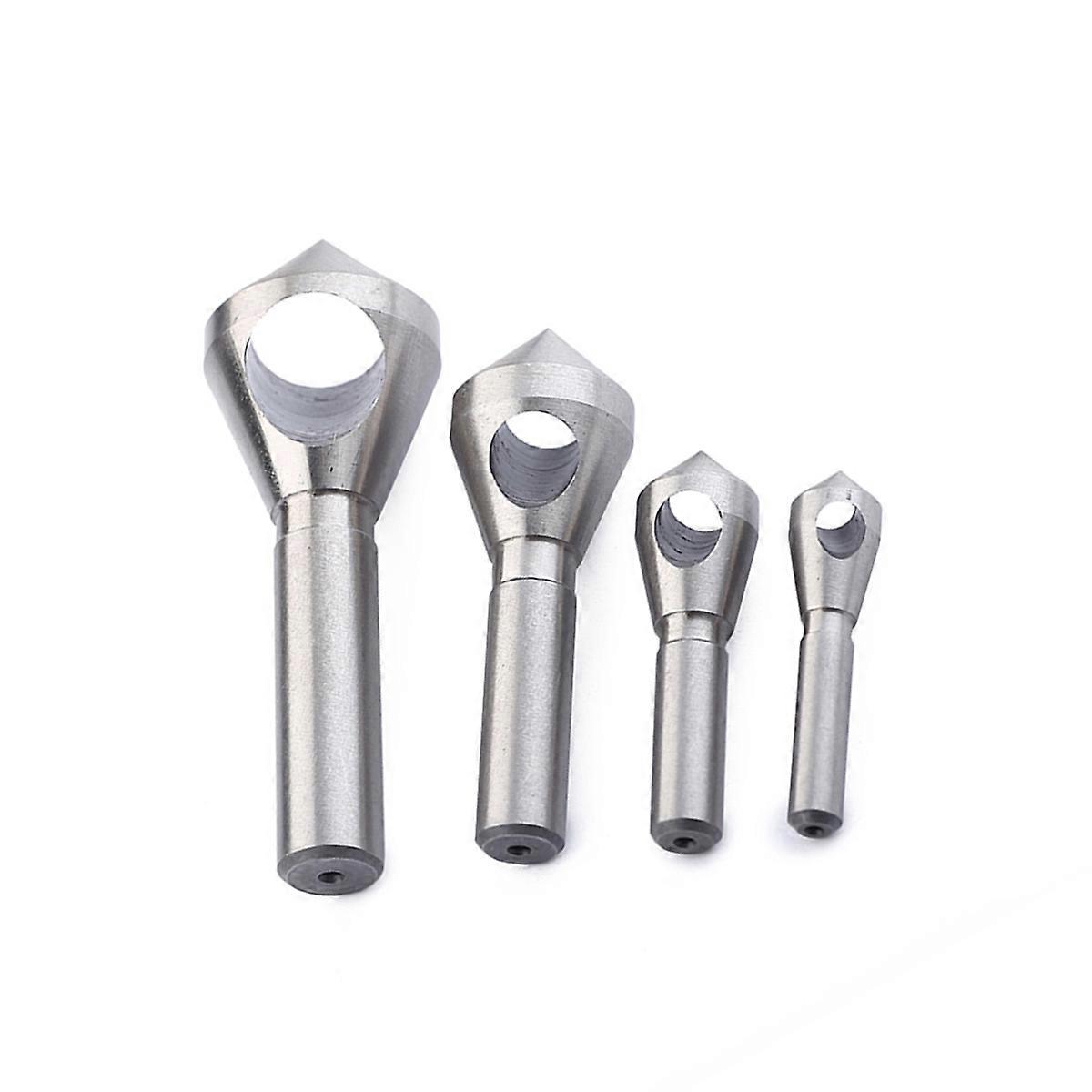 4 Pcs Cobalt Steel Single-End Countersink Chamfer Tool Deburring Tool Set Round for Cutting Holes in Plastic Copper Aluminum Plate Insulation Boards P
