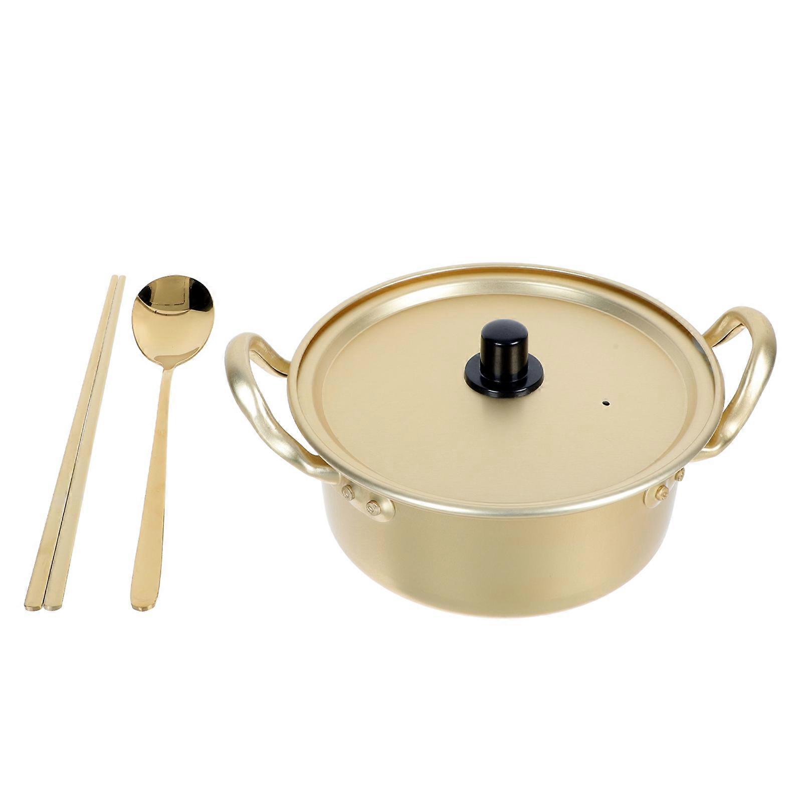1 Set Binaural Aluminum Noodles Pot Heat-resistant Ramen Pan for Kitchen
