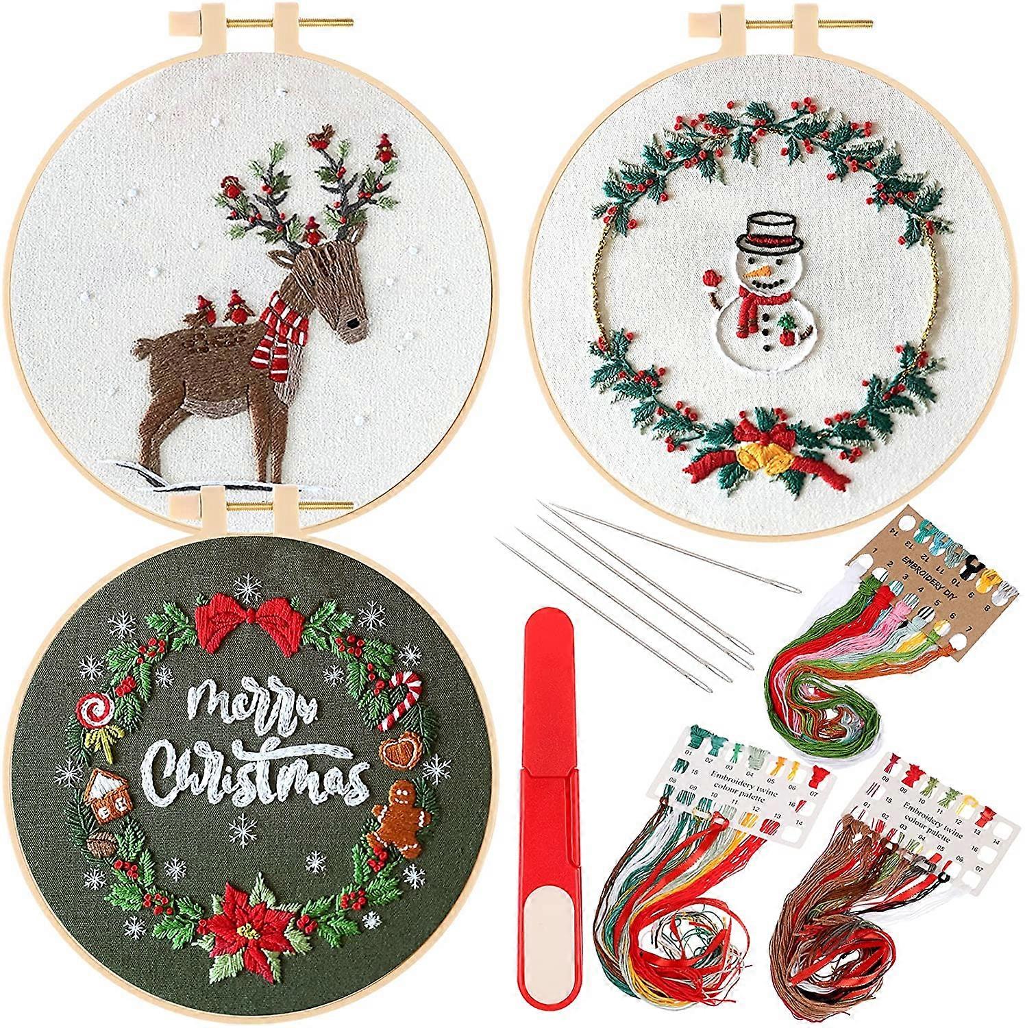 DIY Christmas Cross Stitch Embroidery with Pattern and Instructions Embroidery Kit