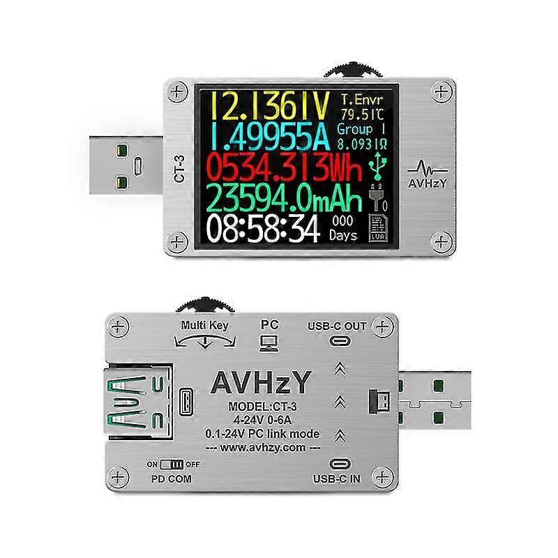 Avhzy Usb 3.1 Power Meter Digital Multimeter Current Tester Voltage Detector Lua Interpreter Integrated Dc 26v 6a Avhzy Ct3