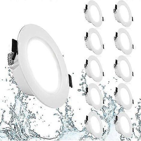 Lot De 10 Spot Led Encastrable Extra Plat, Ip44 Led Spot Encastr Salle De Bain, 7w 3000k Blanc Chau
