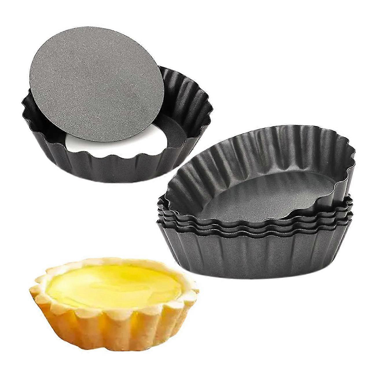 6 pcs egg tart molds, 3inch mini tart pans removable bottom