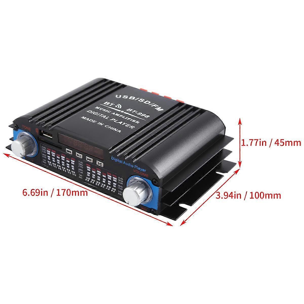 HiFi Sound Amplifier Digital 4 Channel Audio Amplifier Bluetooth Karaoke Player FM Radio Support Re