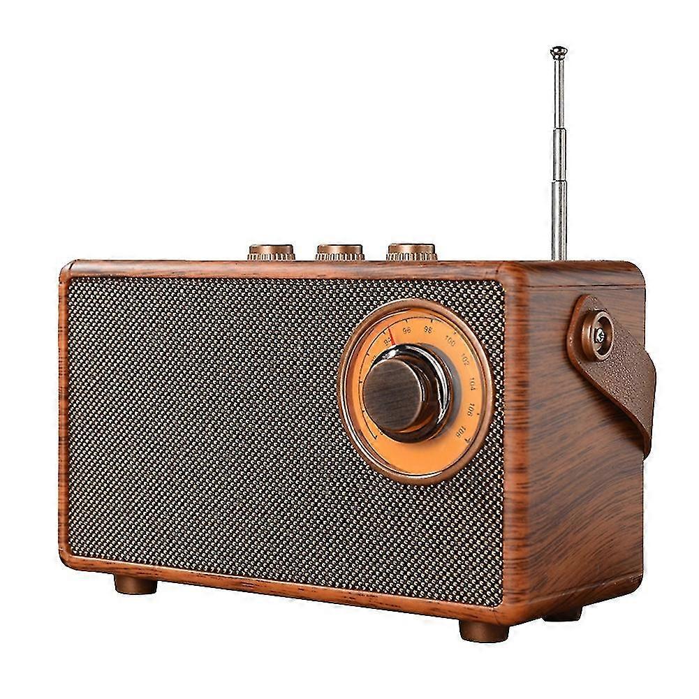 Retro Fm Radio Portable Wooden Bluetooth Radio Bass Speaker Handsfree Mp3 Player Support Usb/tf Car