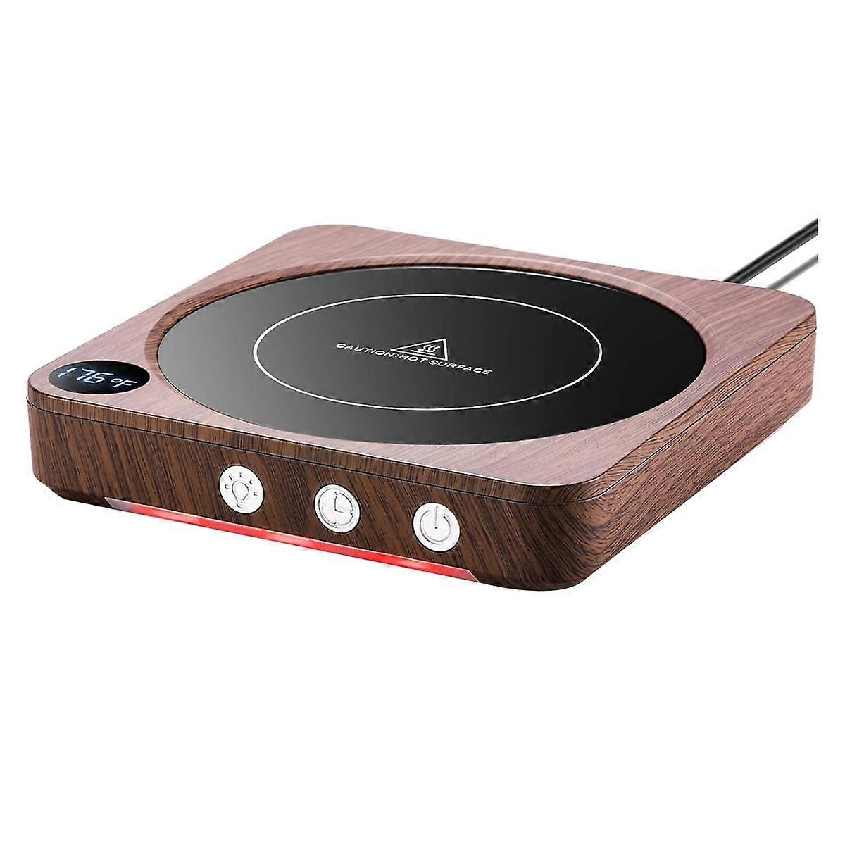 Mug Warmer- 36W for Desk with Temperature Display, 2-12Hrs Auto Shut Off, Candle Warmer Wood US Plu