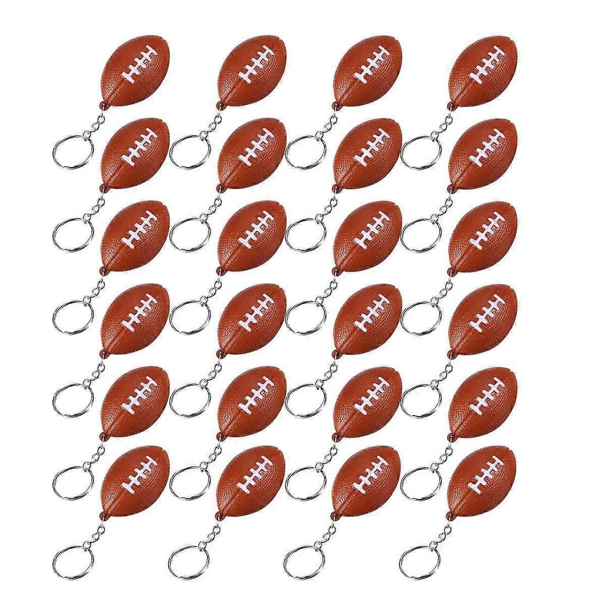 24 Pack Football Keychains,Mini Rugby Stress Ball Keychains,Sports Ball Keychains,School Carnival R