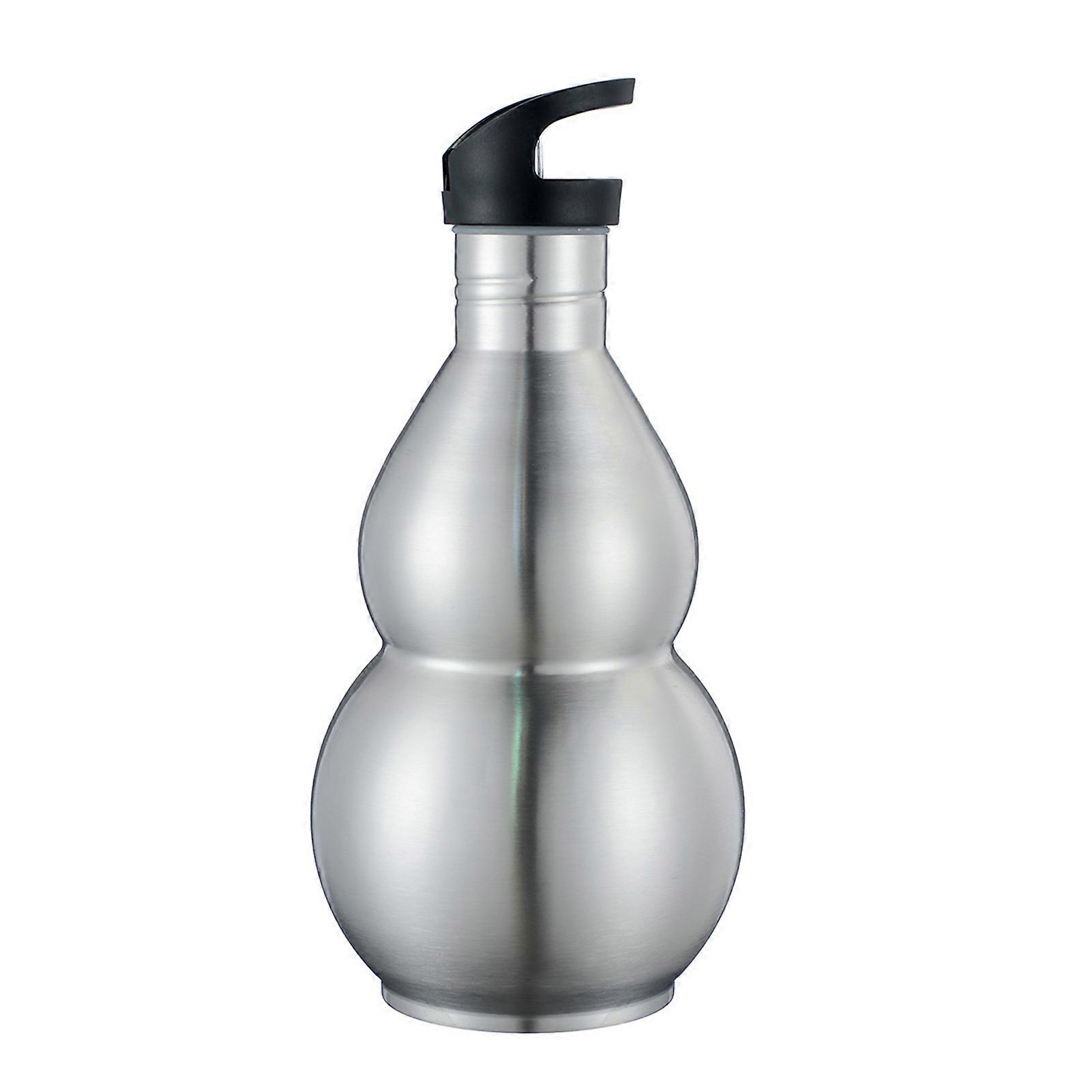 1500ml Stainless Steel Gourd Water Bottle with Straw Anti-Scald Chinese Retro-Inspired Eco-Friendly Travel Kettle for Gym Black M-YTH Monkey King Game