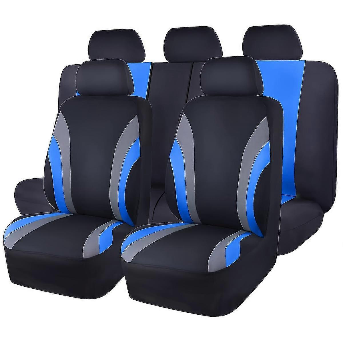Funda de asiento de poliéster de diseño bitono de tamaño universal para la mayoría de los automóviles con 5 asientos Paquete completo