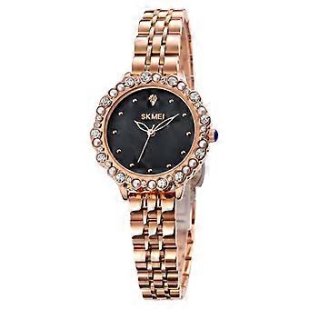 SKMEI 1799 Perle Diamant Rundes Zifferblatt Edelstahl Armband Quarzuhr für Damen