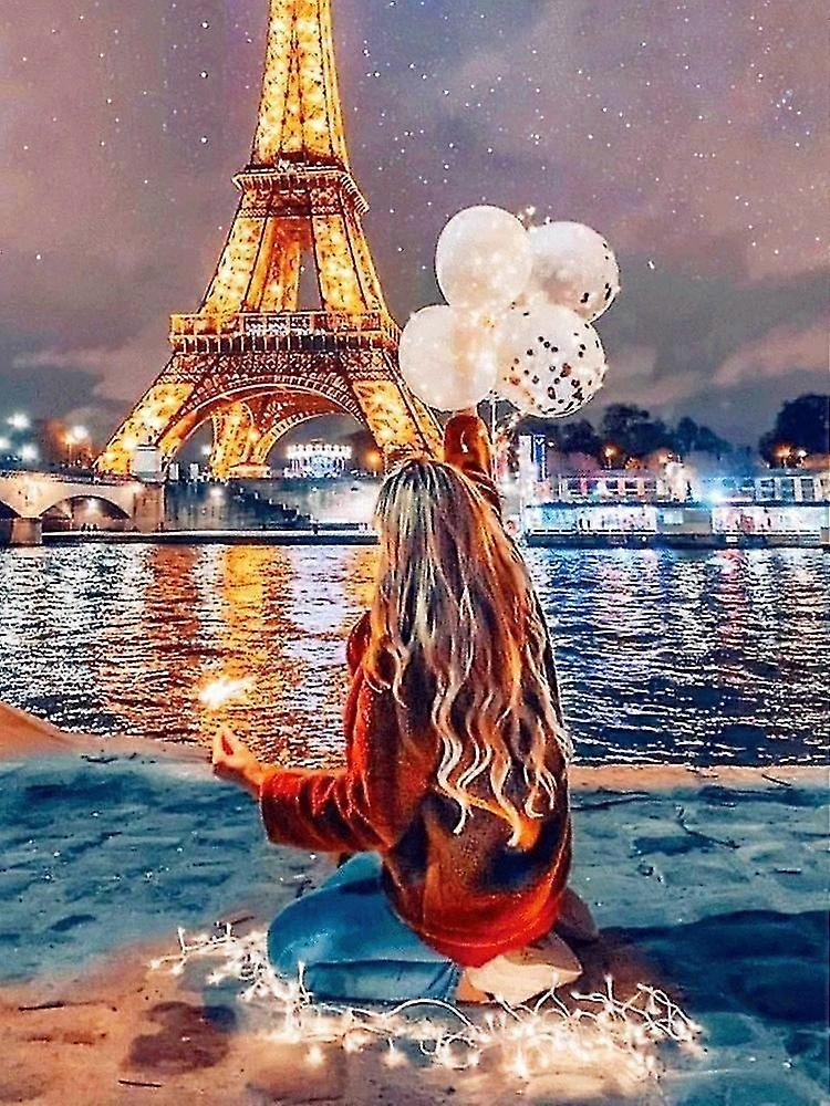 Full Drill 5d Diamond Maleri Broderi Eiffeltårnet Hjem dekorasjon