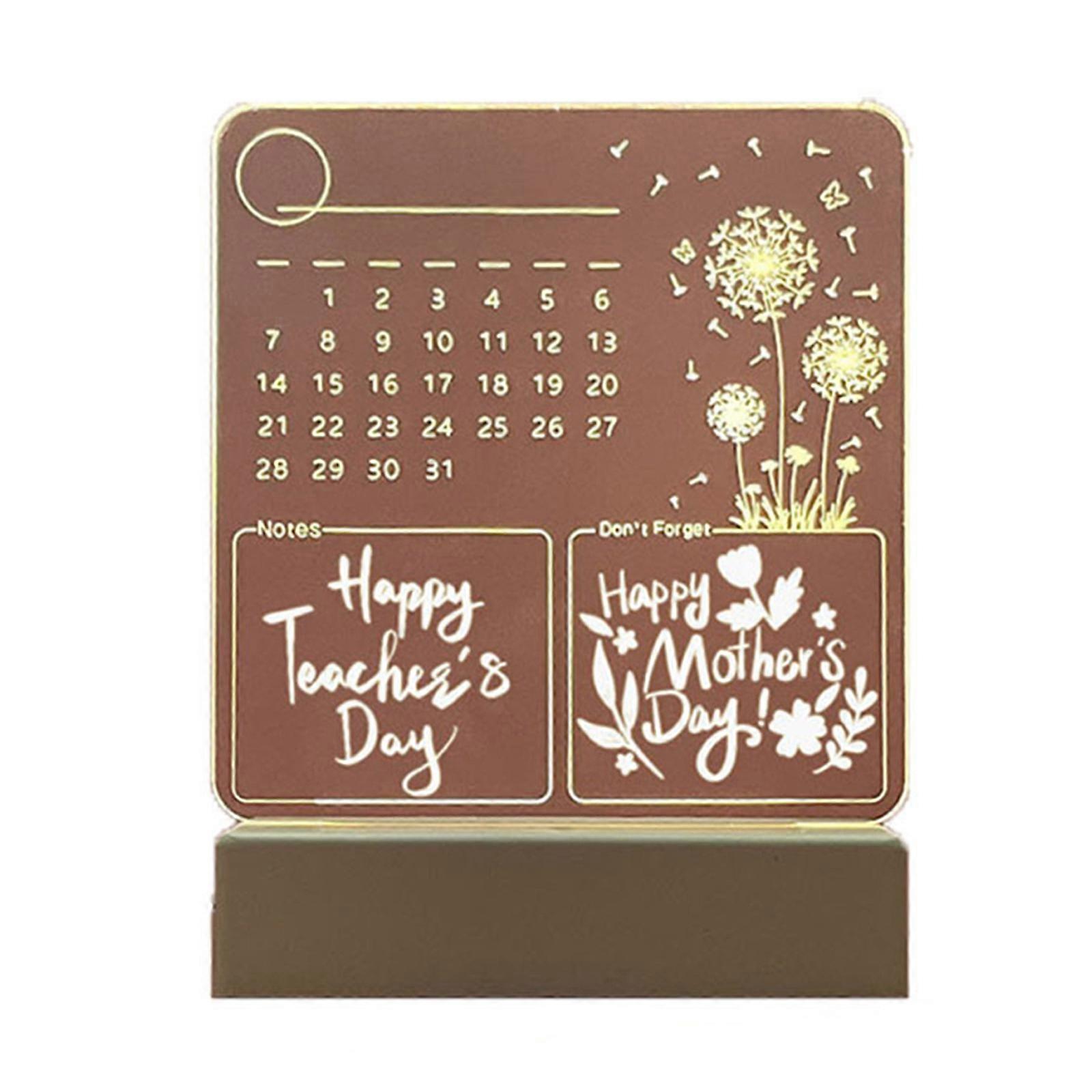 New Note Board Transparent Luminous Led Night Lights Acrylic Erasable Write Message Board Calendar Desktop Ornaments Memo Prompt
