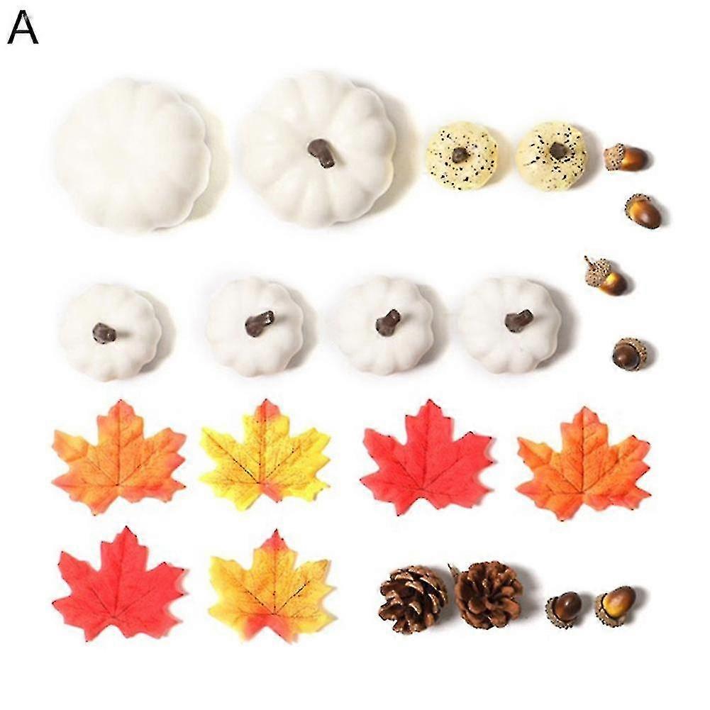 Bluelans Artificial White Pumpkin Maple Kit Harvest Thanksgiving