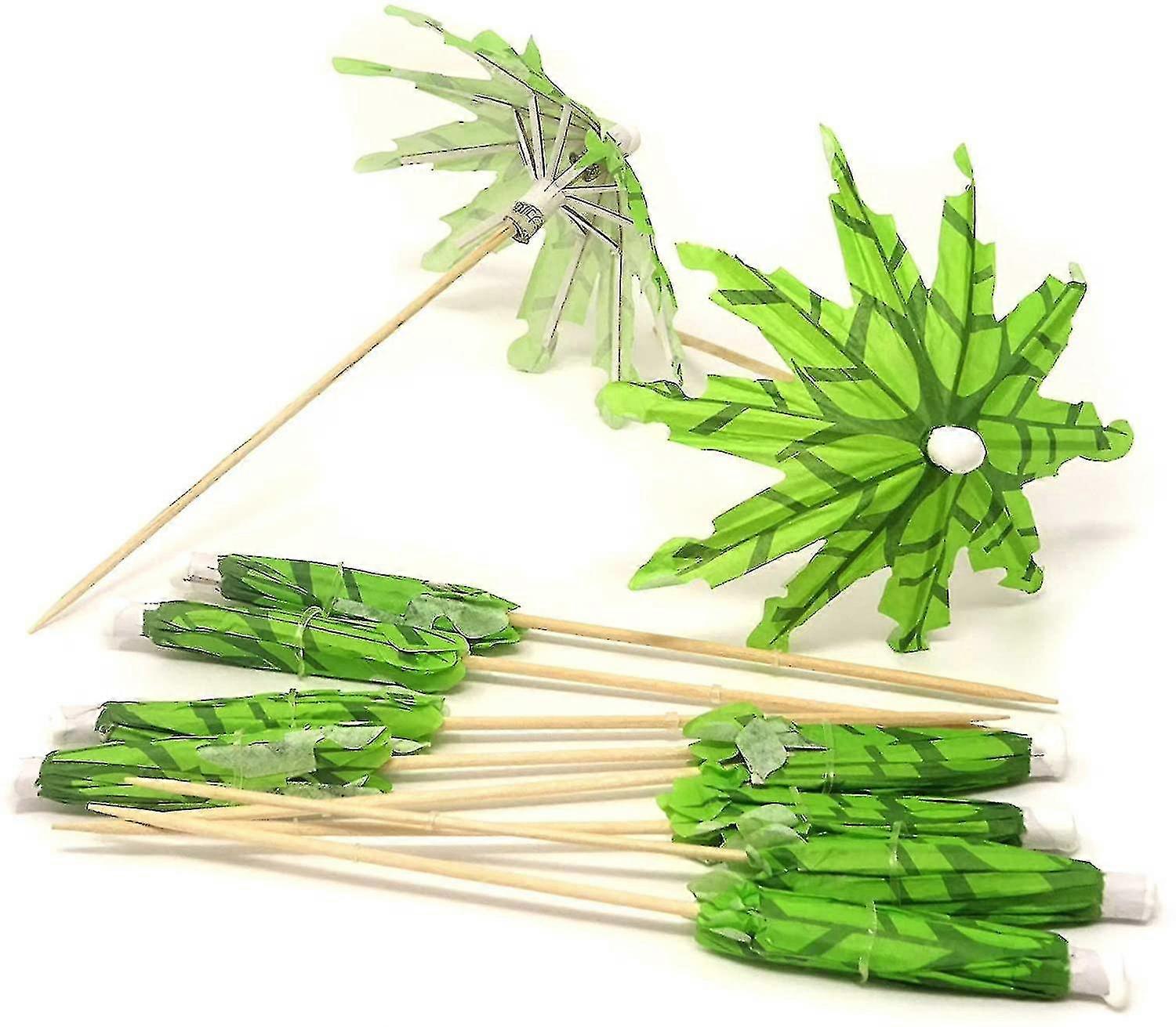 20 Pcs Tropical Coconut Palm Tree Paper Umbrella Cocktail Picks Parasol Fruit Picks Cupcake Toppers