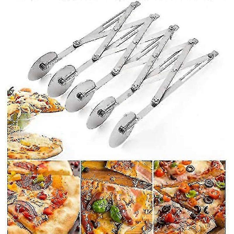 Dough Cutter, Stainless Steel, 5 Wheels Adjustable Cake Divider