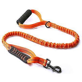 High Reflective Heavy Elastic Bungee Jumping Leash For Medium And Large Dogs - Shock Absorber, Comfortable Cushion Handle, And Traffic Handle,orange