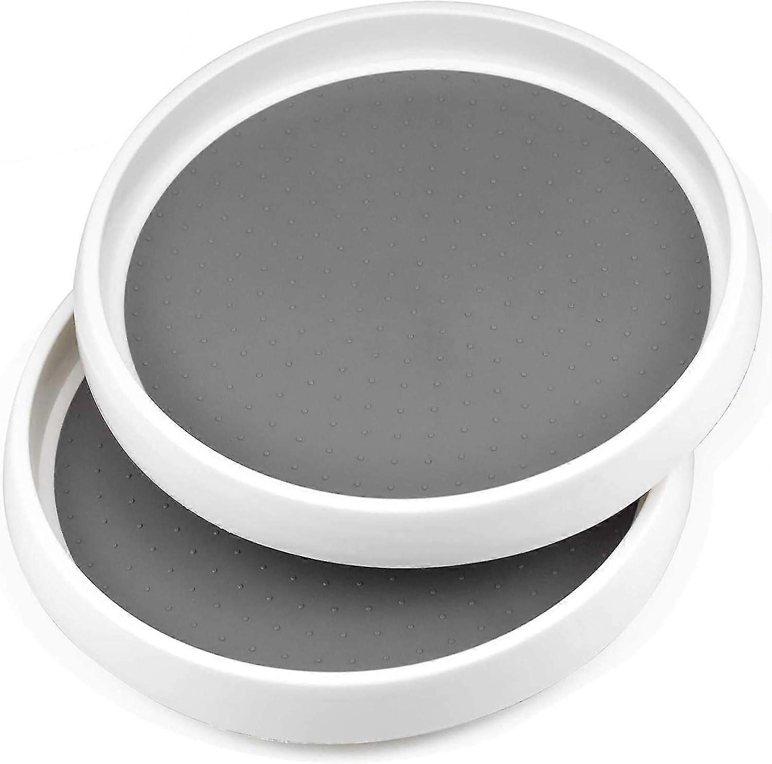 2PCS Plastic Turntable for Spices Condiments Kitchen Storage, Round Tray