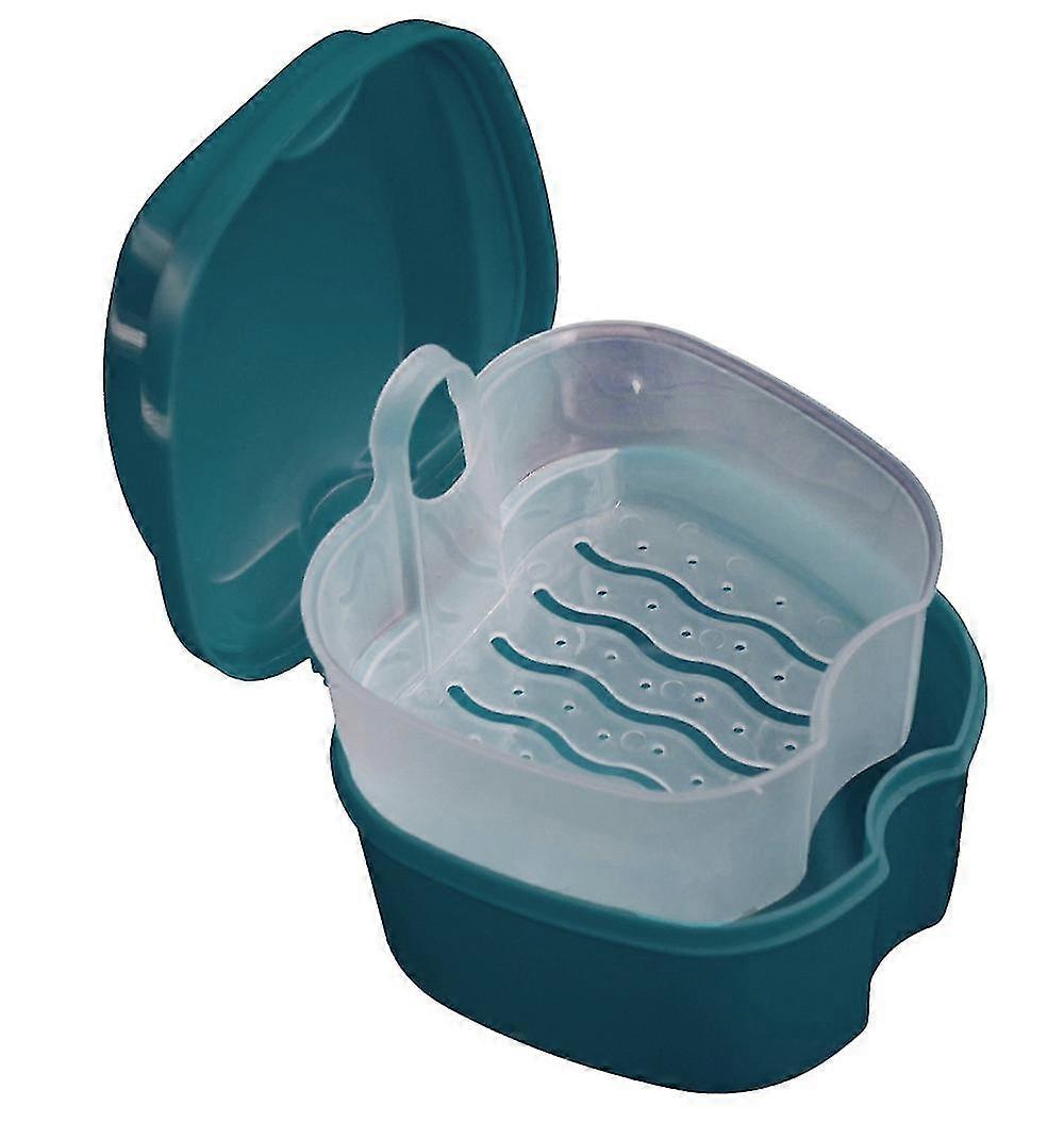 Denture Bath Box Case False Teeth Storage Box With Hanging Net Container