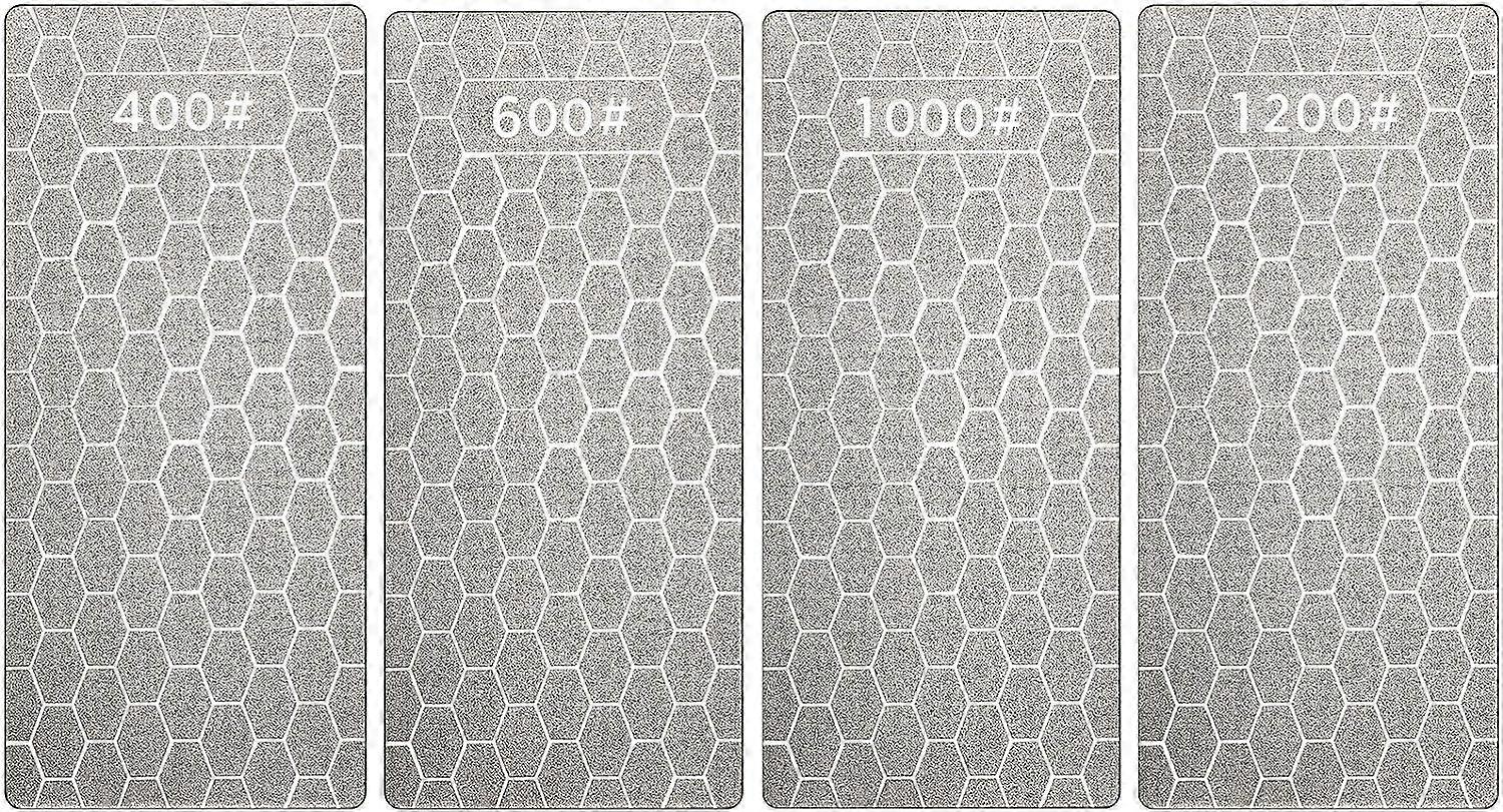 4 Pieces Diamond Sharpening Stone Grit Diamond Plate Honing Stone Diamond Stone for Kitchen Sharpening Dull, Blunt or Tired Edges, 5.9 x 2.48 Inches
