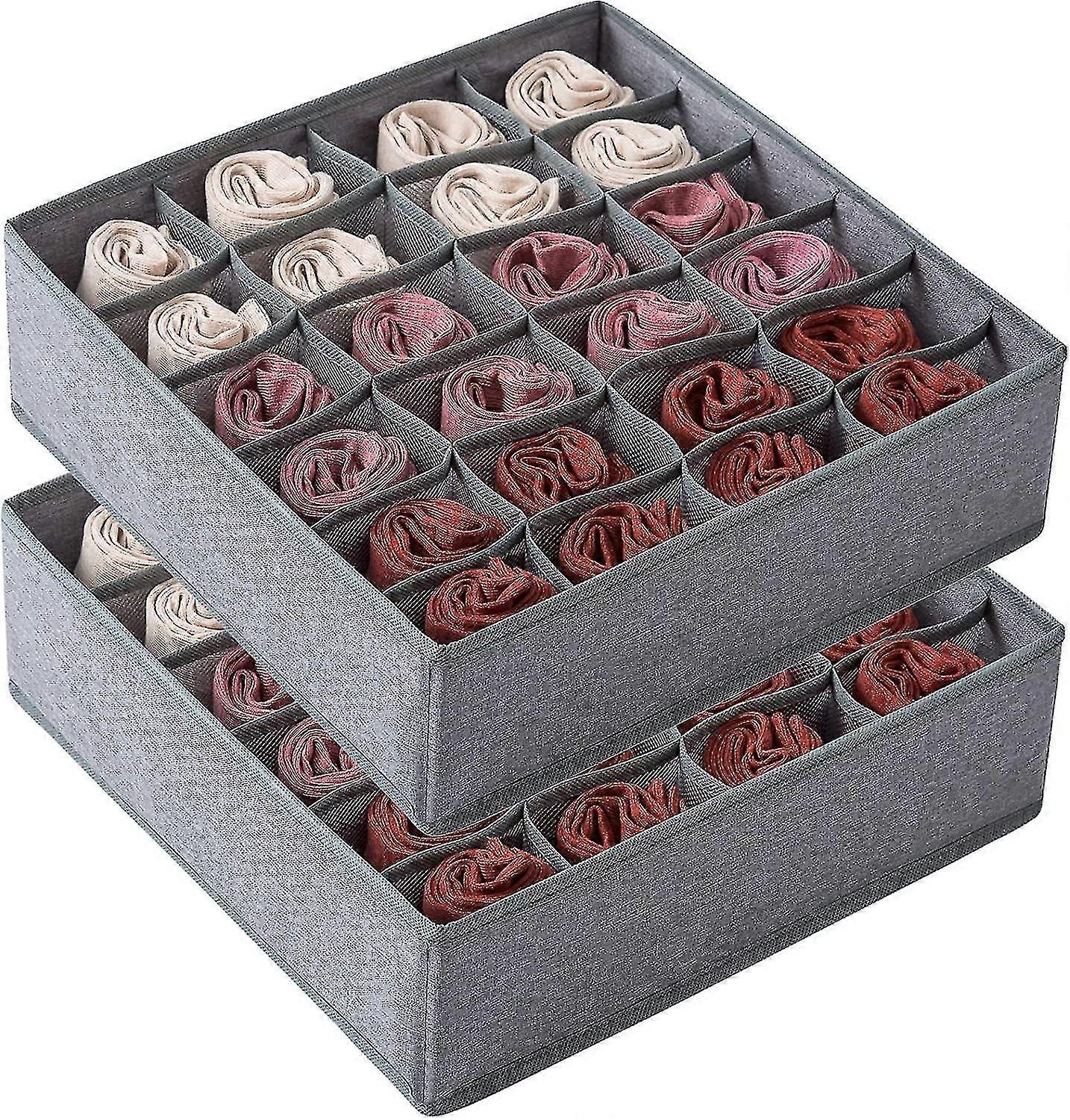 2 Pack Socks Underwear Drawer Organizer Divider, 24 Cell Or 16 Cell Collapsible